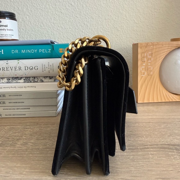 Yves Saint Laurent Black Velvet Crossbody Bag with Gold Accents - Picture 4 of 10